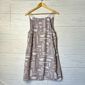 Silence + Noise Dress Womens SZ Large Ella Printed Crepe Mauve Geometric Button